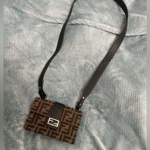 Fendi Zucca mini baguette crossbody/belt bag